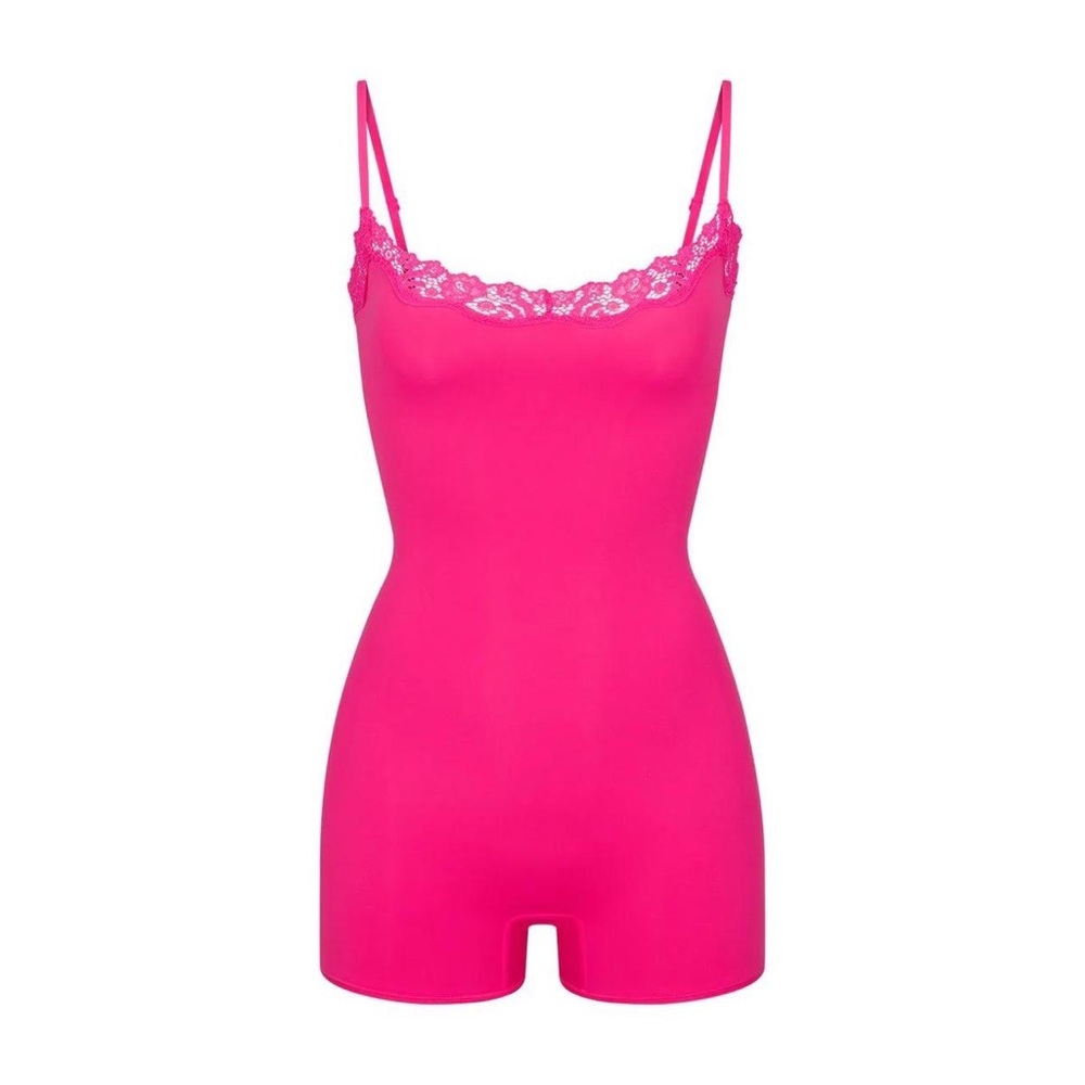 Skims Neon Rose Fits Everybody Lace Onesie